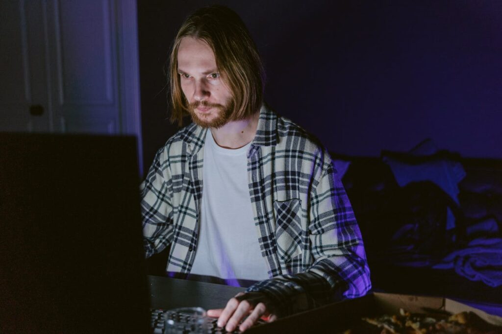 Woman in Black and White Plaid Dress Shirt