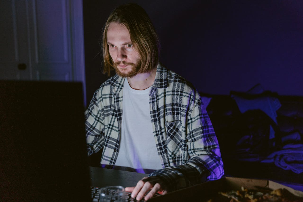 Woman in Black and White Plaid Dress Shirt